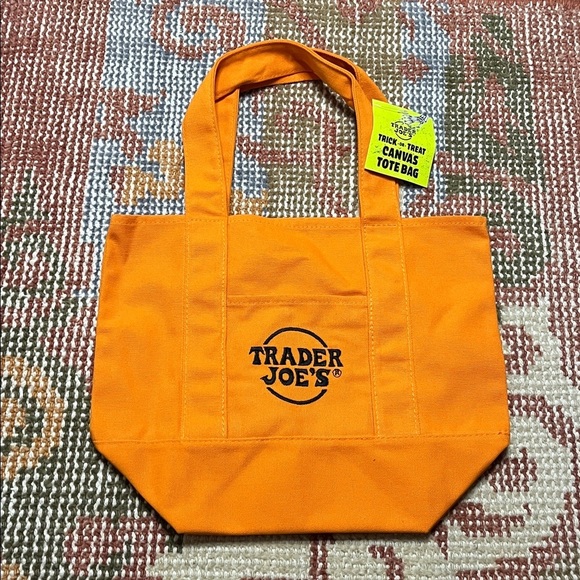 Trader Joe'S Handbags - NWT Trader Joe’s Limited Edition Trick or Treat Orange Mini Canvas Tote Bag